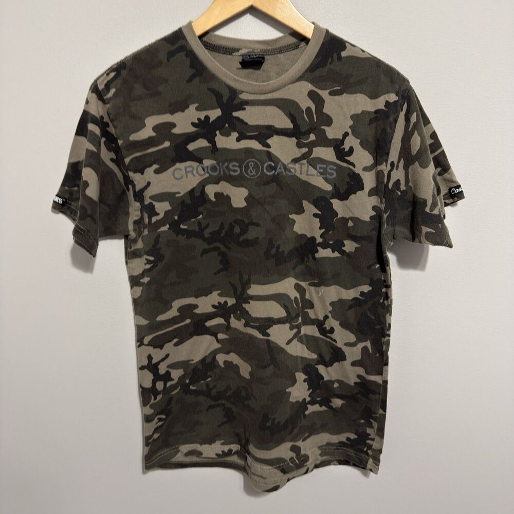Crooks & Castles Logo Tee Graphic T-Shirt Streetwear Men’s Medium Camo